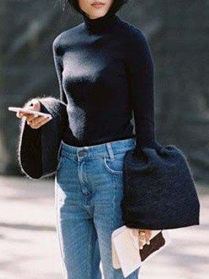 Urban Solid Elegant Long Sleeve Sweater