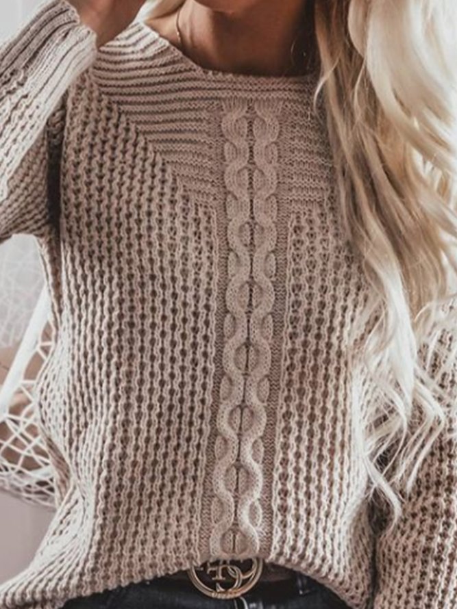 Elegant  Solid Long Sleeve Sweater