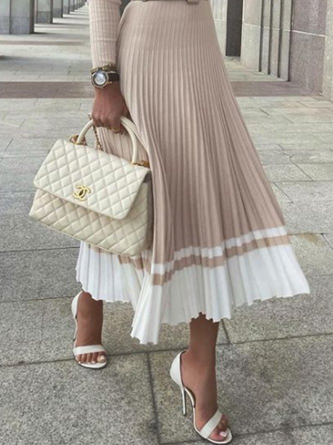Long Sleeve Color-Block Elegant Sweater Dress