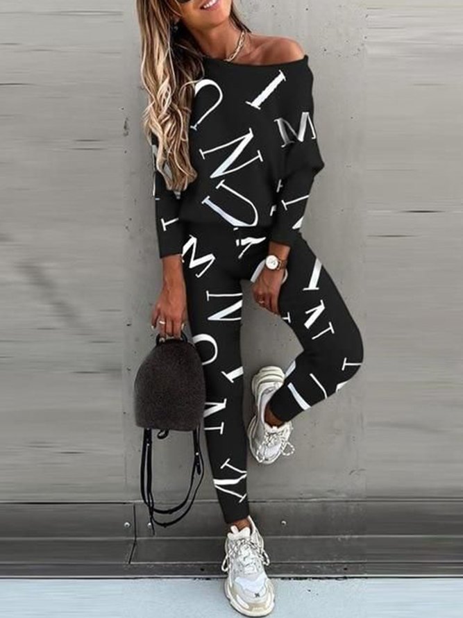 Causal Letter Shift Suits Top WIth Pant