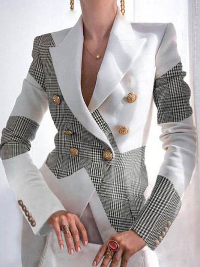 Elegant Long Sleeve Closure Collar Outerwear