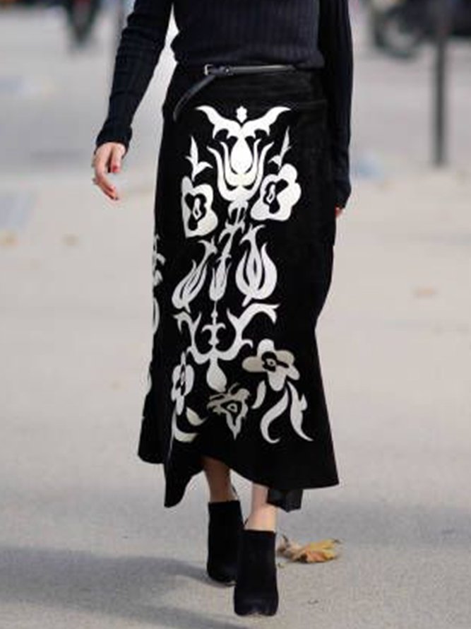 Abstract Casual Regular Fit Sweater Skirt