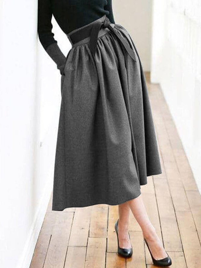 Elegant Solid Daily Loosen Skirt