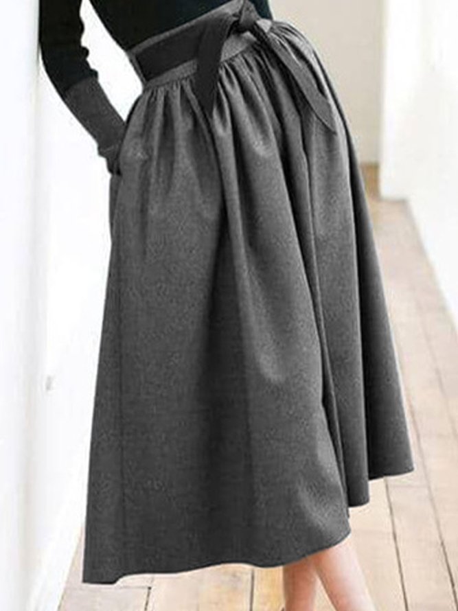 Elegant Solid Daily Loosen Skirt