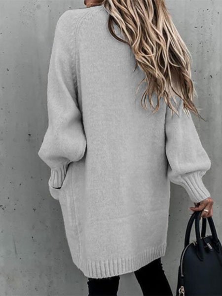 Casual Long sleeve Casual Solid Sweater coat