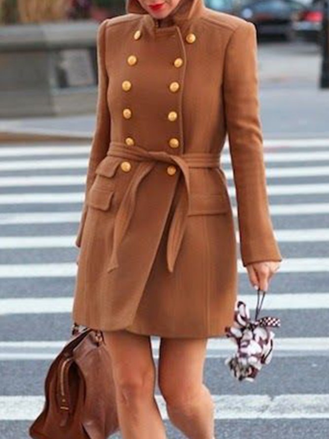 Vintage Simple Lady Woolen Regular Fit Outerwear
