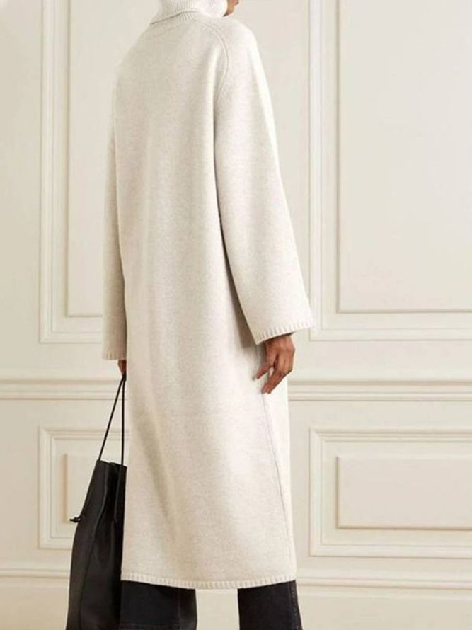 Casual High Neck Slit Sweater