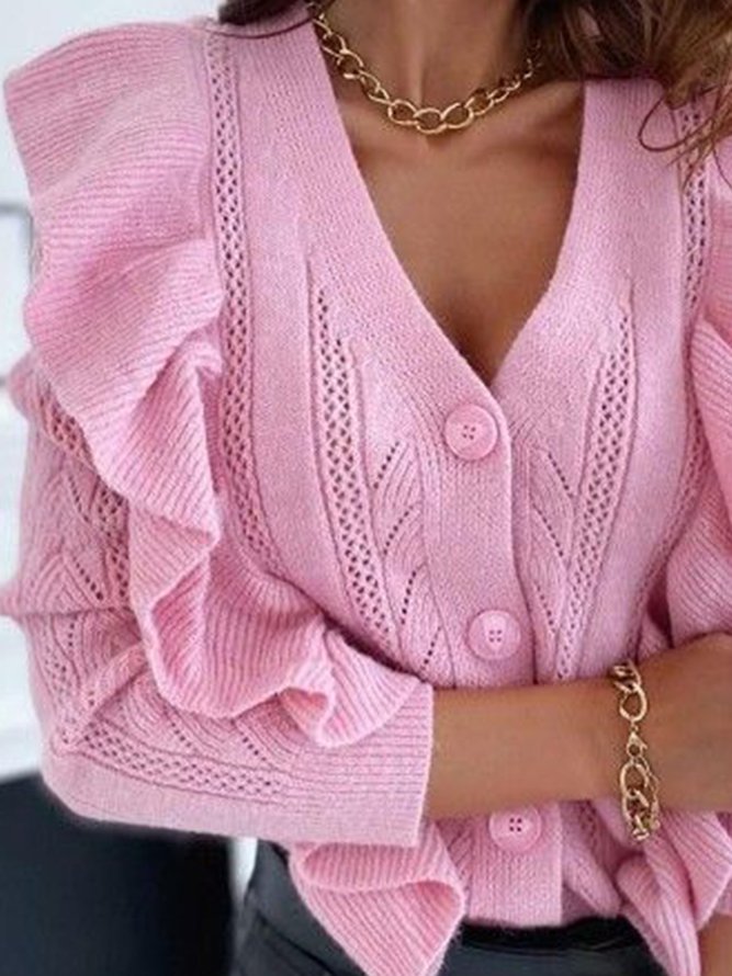 Sweet Simple Elegant Regular Fit V Neck Sweater coat