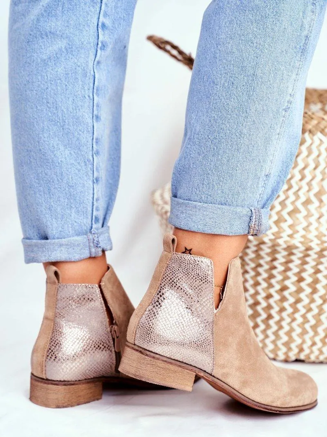 Casual Stitching Zipper Short Ankle Boots