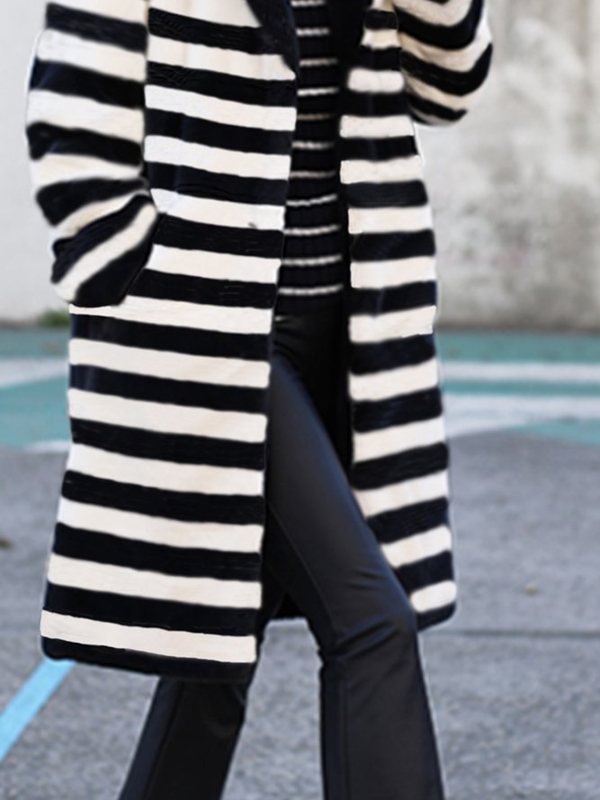 Long Sleeve Daily Striped Outerwear
