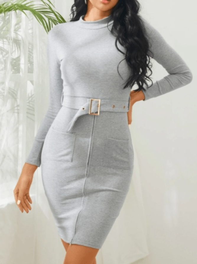 Spring Stand Collar Date Daily Party Long sleeve Dresses