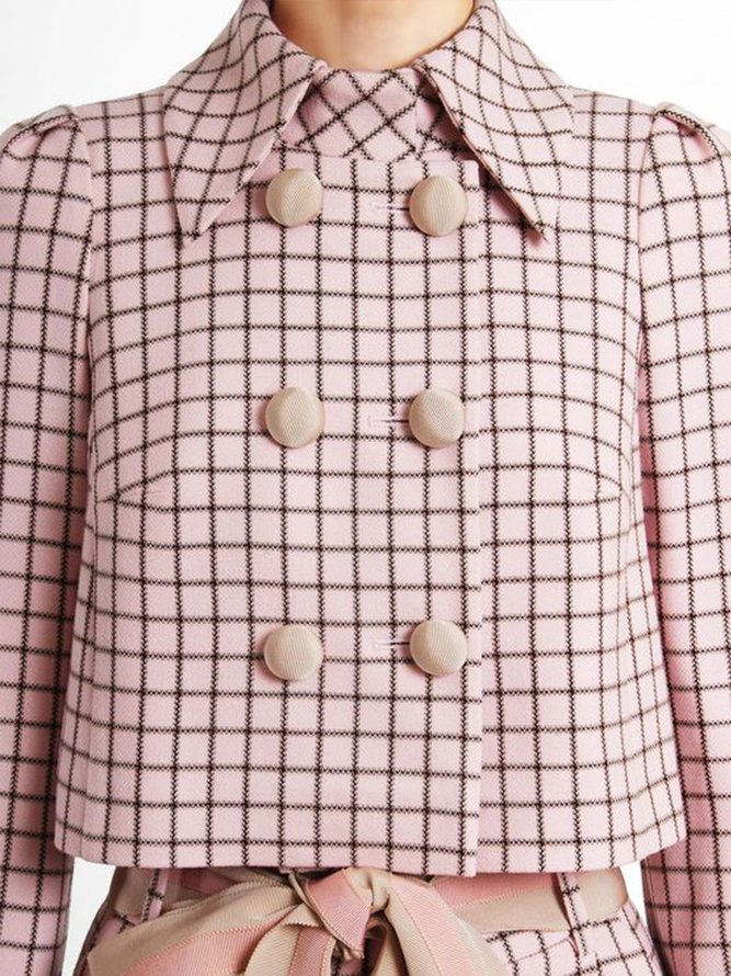 Vintage Elegant  Simple Grid Outerwear