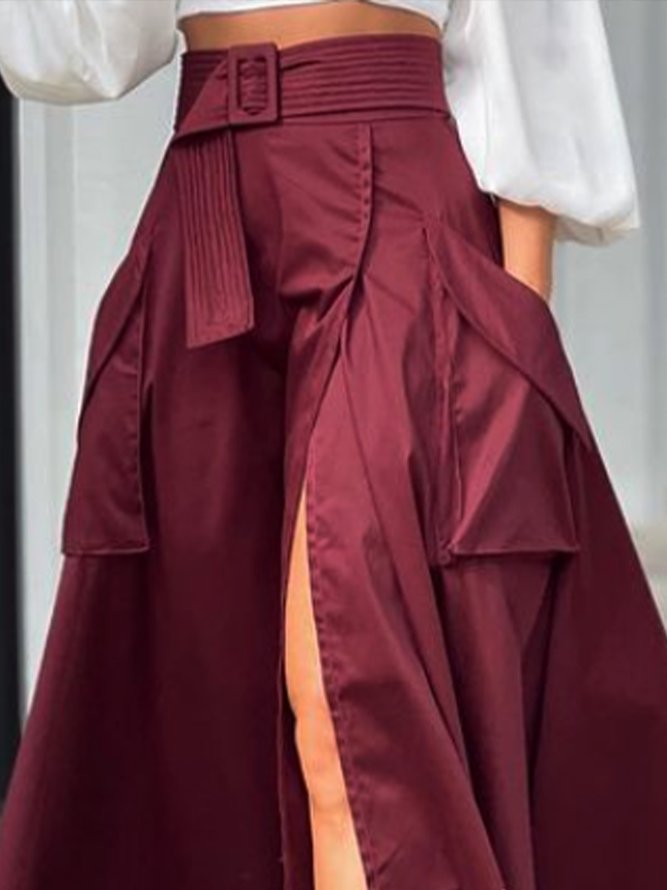 Solid Elegant Maxi Skirts