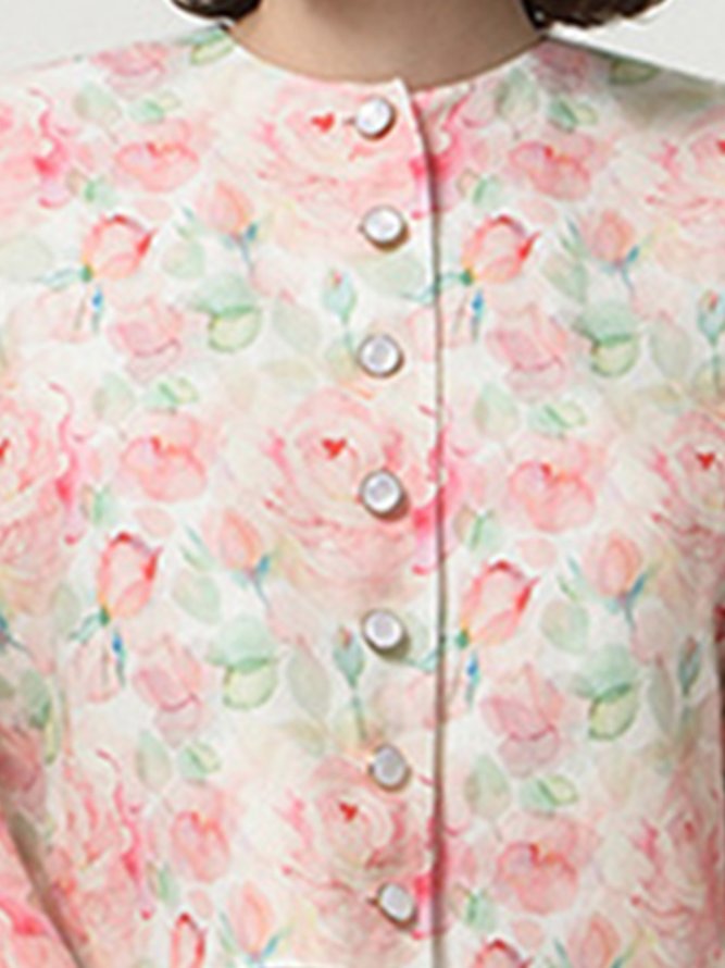 Elegant Regular Fit Floral Bishop Sleeve Shirt