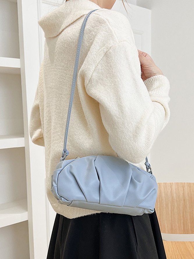 Fashion Solid Color Folded Clouds One Shoulder Crossbody Small Square Bag Women's Bag