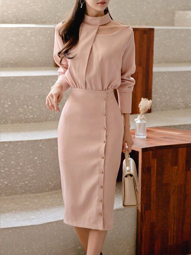 Elegant Plain Regular Fit Daily Dress