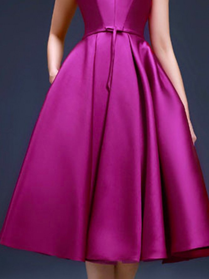 Elegant Regular Fit Sleeveless Midi Dress