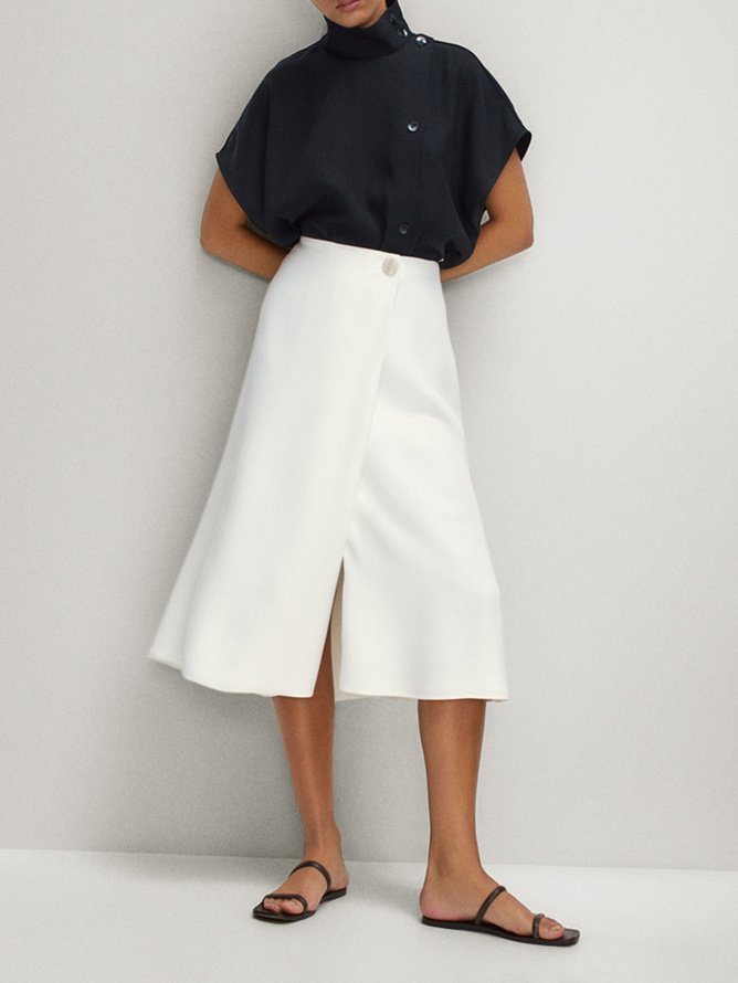 Regular Fit A LineA Solid Midi Skirt