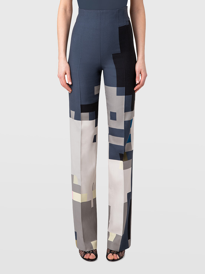 Autumn High Waist H-Line Commuting Geometric Urban Fashion Pants