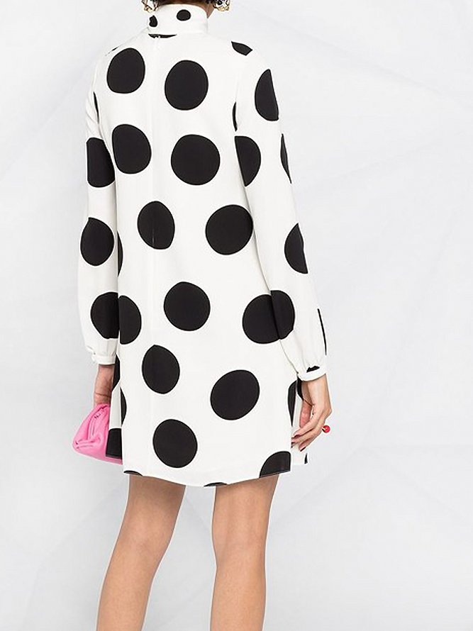 Loosen Elegant Polka Dots Mini Dress
