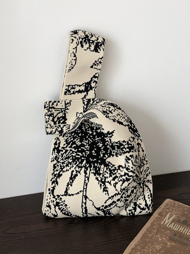 Coconut Tree French Knit One Shoulder Braided Bag Tote