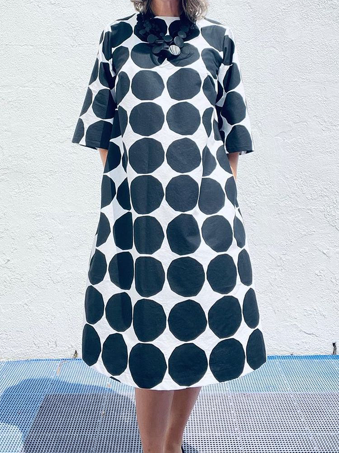 Women Polka Dots Summer Simple Polyester Loose Midi A-Line Regular Regular Size Dresses