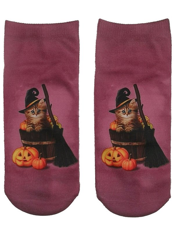 Halloween Cat Pumpkin Funny 3D Printed Socks