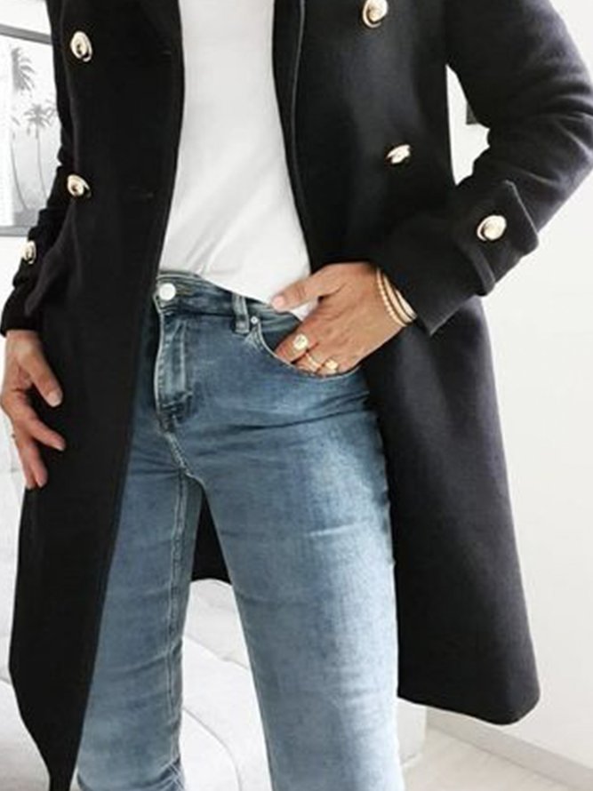 Urban Long Sleeve Double Breasted Plain Overcoat