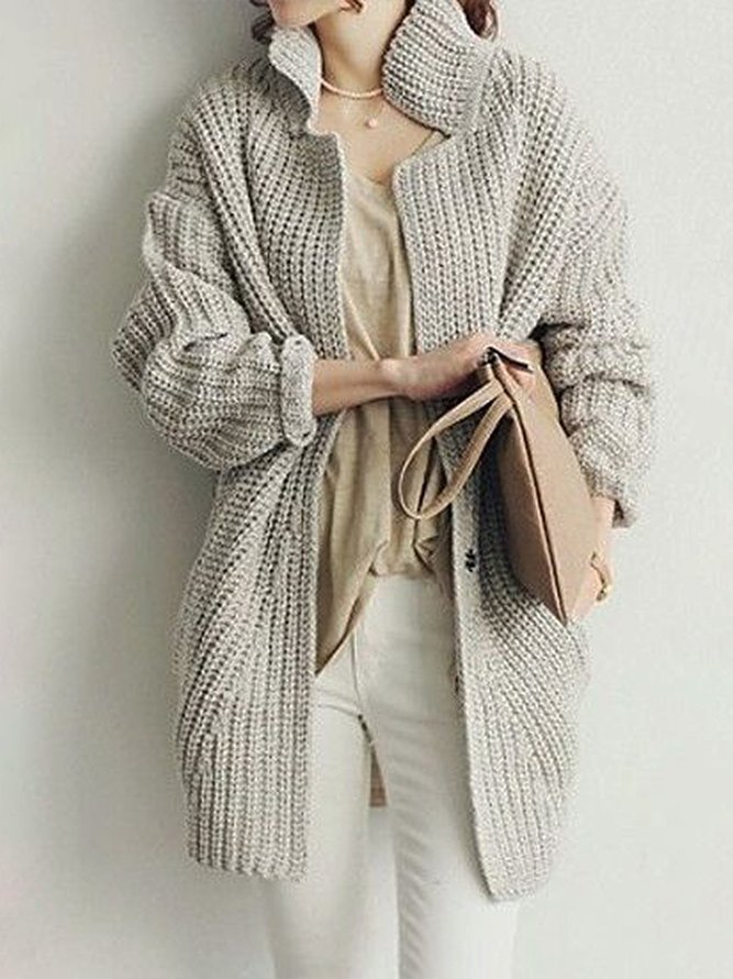 Long sleeve Stand Collar Sweater Coat