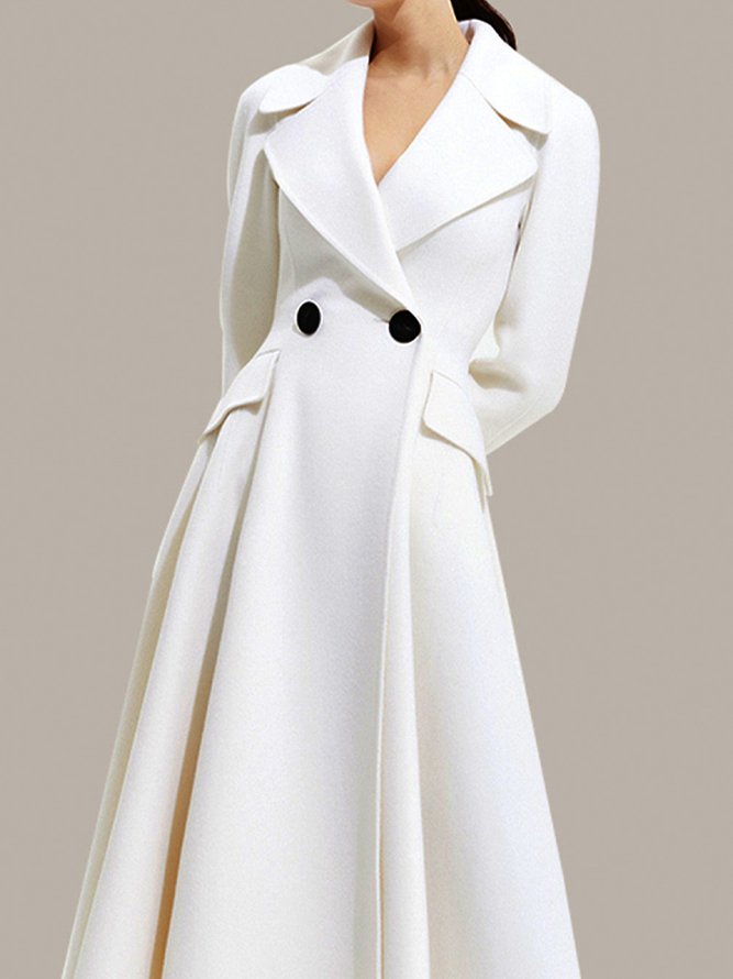 Long sleeve Regular Fit Plain Shawl Collar Overcoat