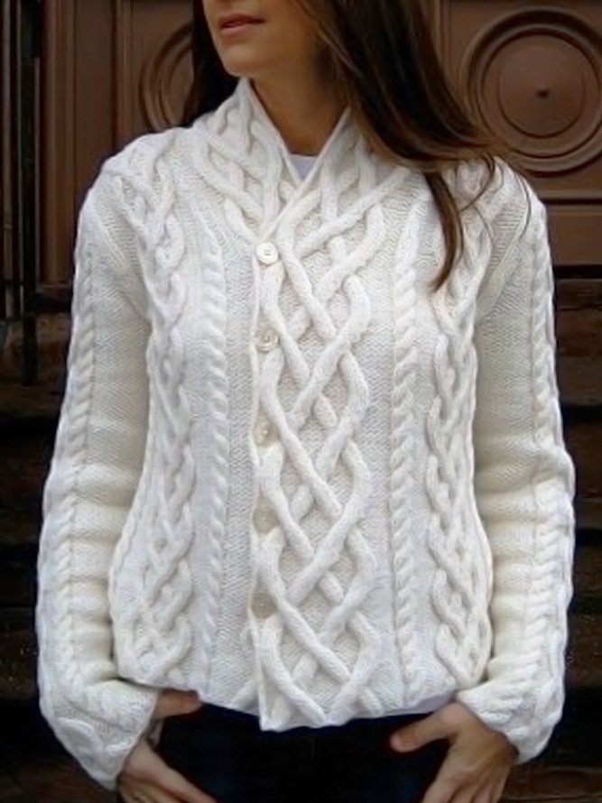 Long sleeve Cross Neck Casual Sweater Coat