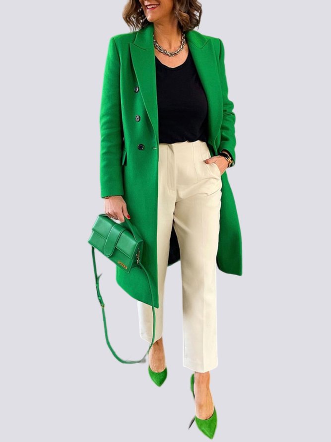 Green Long sleeve Regular Fit Plain Urban Blazer