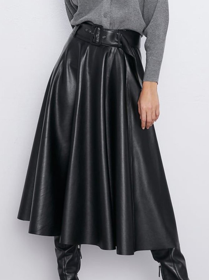 Regular Fit Plain Urban Mid Waist Skirt
