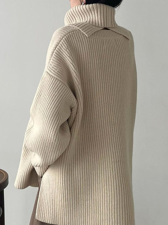 Daily Long sleeve Simple Turtleneck Plain Sweater