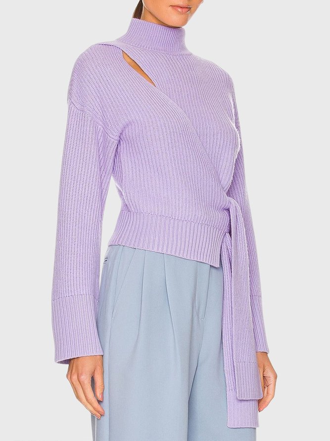 Plain Regular Fit Urban Lace-up Sweater