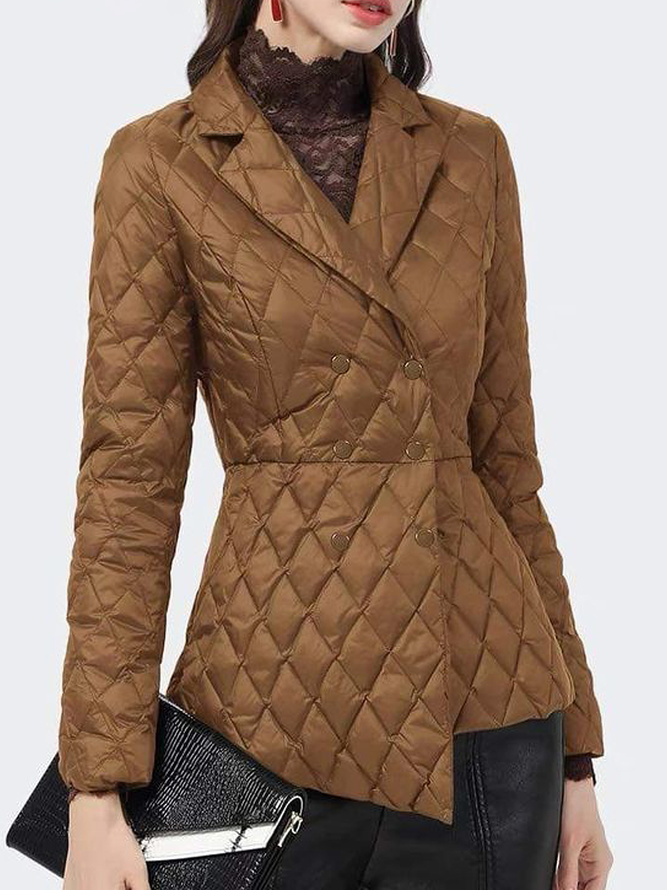 Regular Fit Lapel Collar Long sleeve Urban Plain Fleece Coat