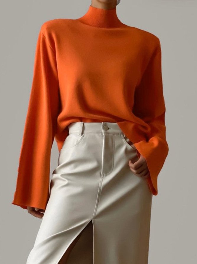 Long sleeve Plain Loose Simple Sweater