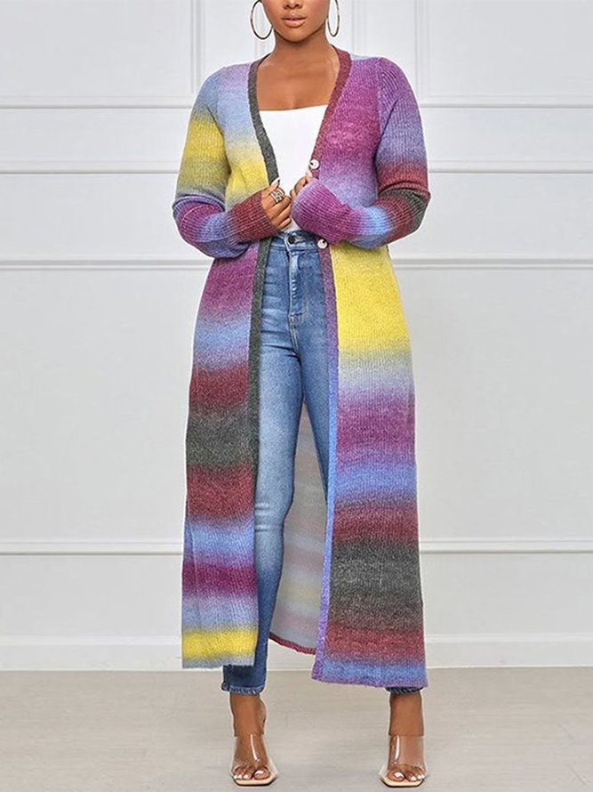 Ombre Casual Long Sleeve Loose Coat