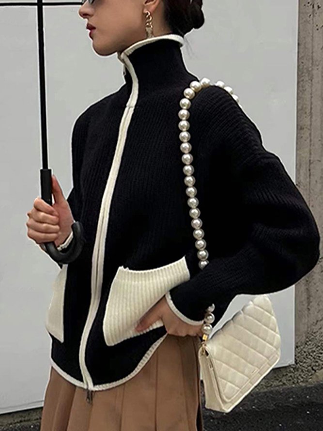 Simple Turtleneck Long sleeve Sweater Coat