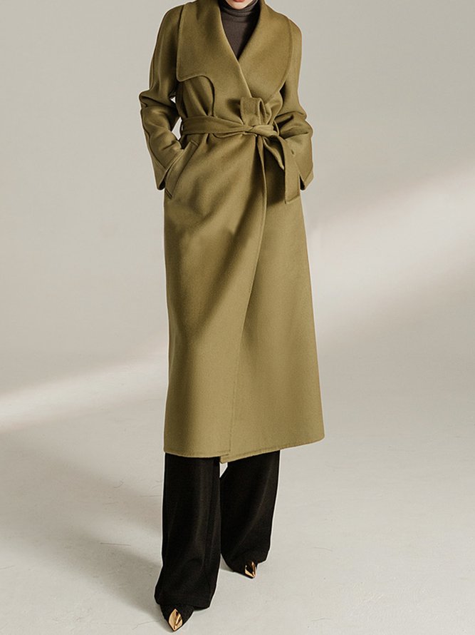 Urban Plain Shawl Collar Loose Long Sleeve Overcoat
