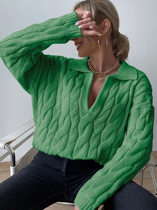 Elegant V Neck Wool/Knitting Regular Fit Sweater