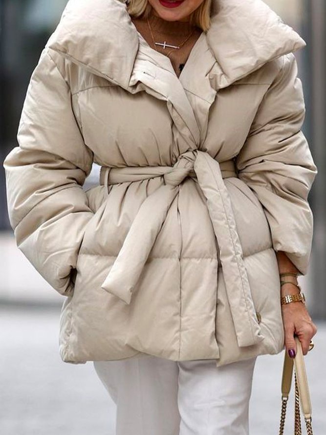 Urban Plain Shawl Collar Loose Long Sleeve Fleece Coat