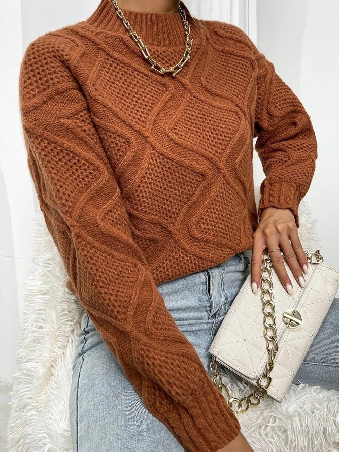 Crew Neck Wool/Knitting Elegant Sweater