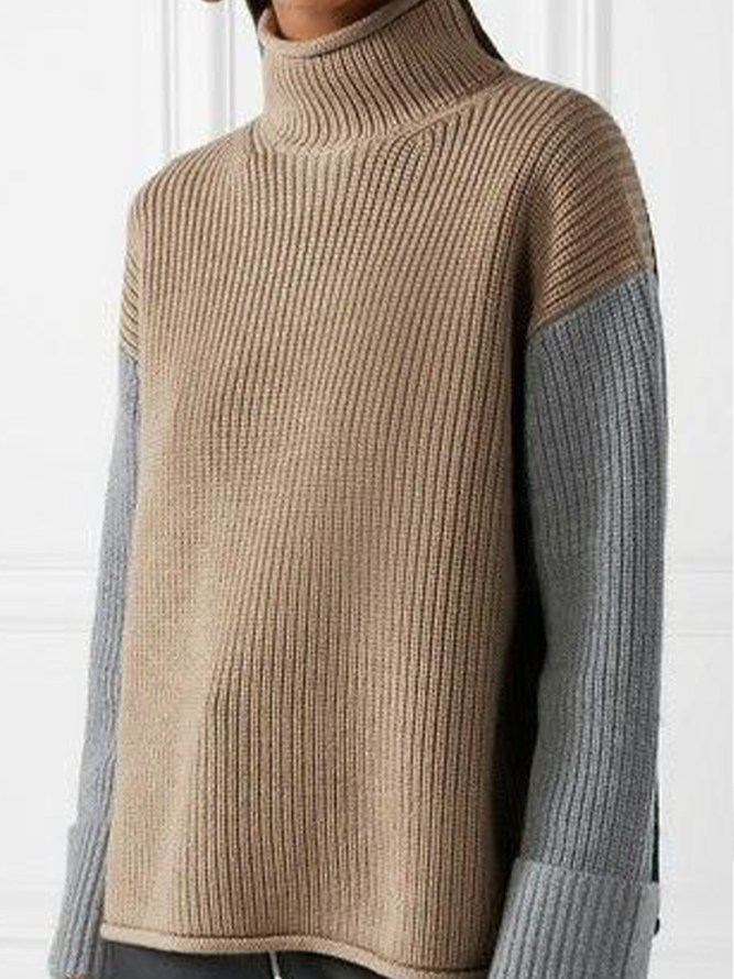 Wool/Knitting Crew Neck Elegant Sweater