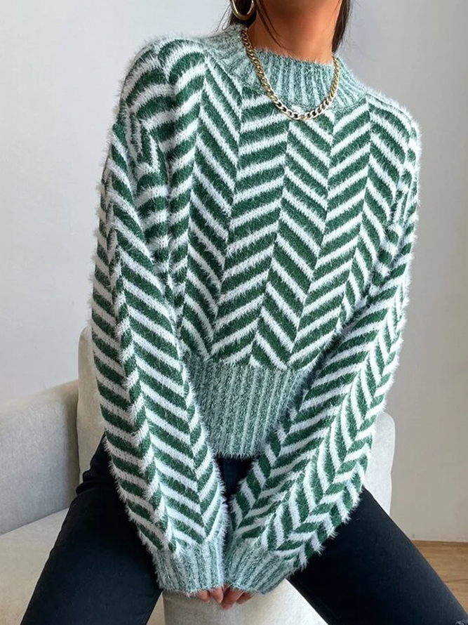 Wool/Knitting Elegant Regular Fit Crew Neck Sweater