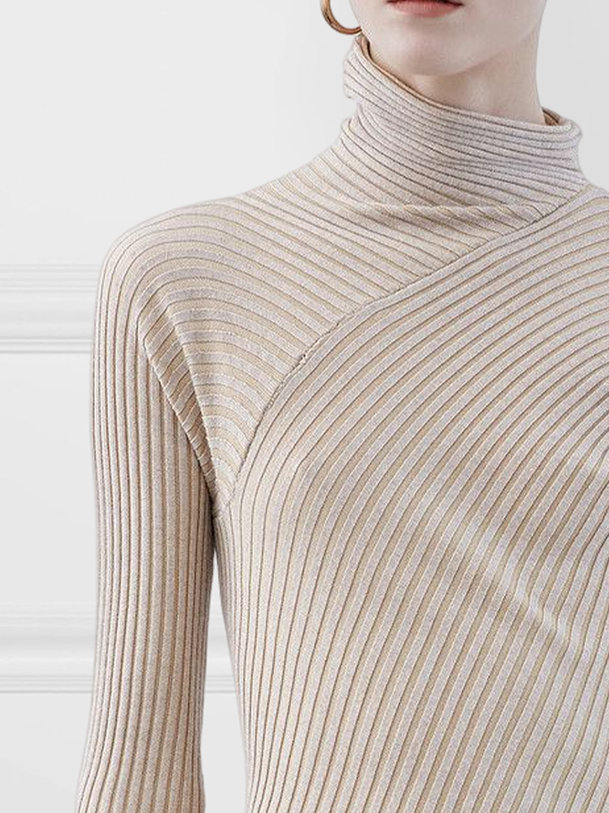 Plain Wool/Knitting Turtleneck Elegant Sweater