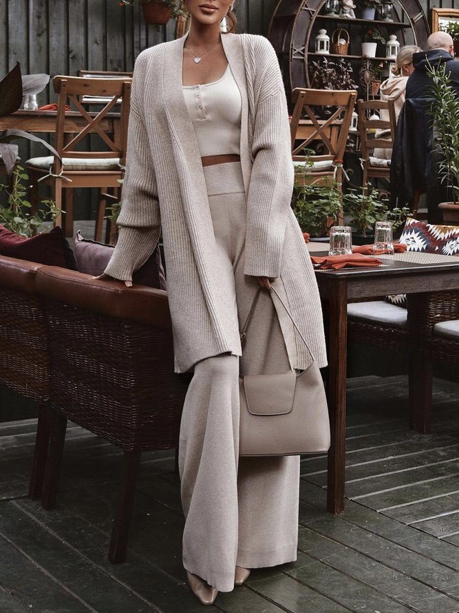 Plain Elegant Long Sleeve Loosen Sweater Coat