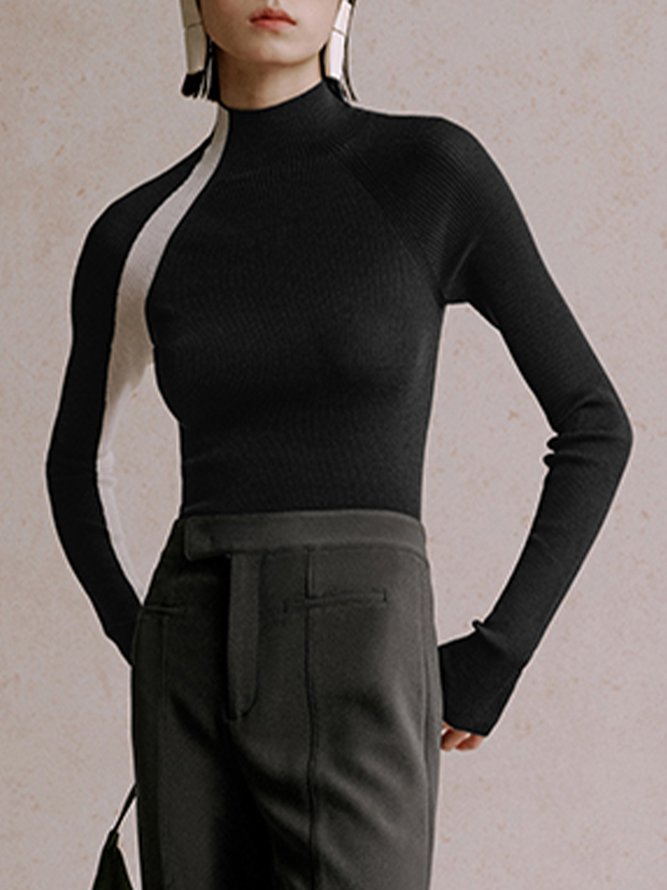 Simple Turtleneck Long sleeve Tight Sweater