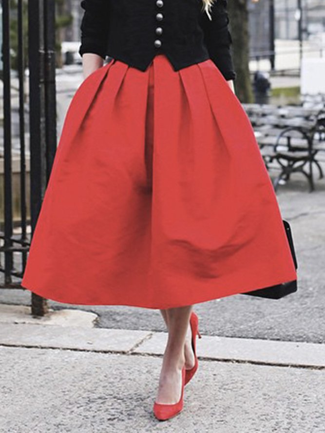 Plain Elegant Regular Fit Midi Skirt