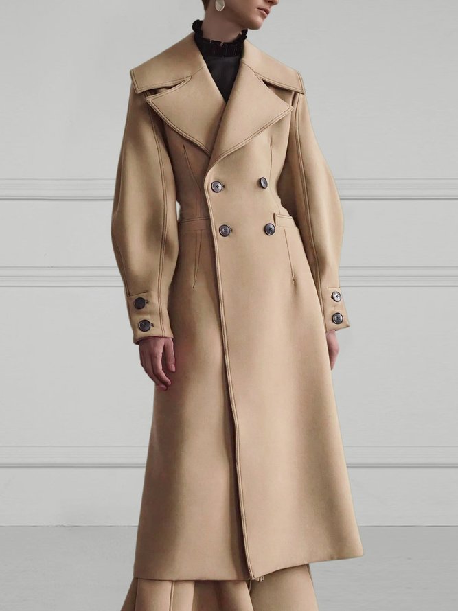 Elegant Lapel Collar Regular Fit Long Overcoat